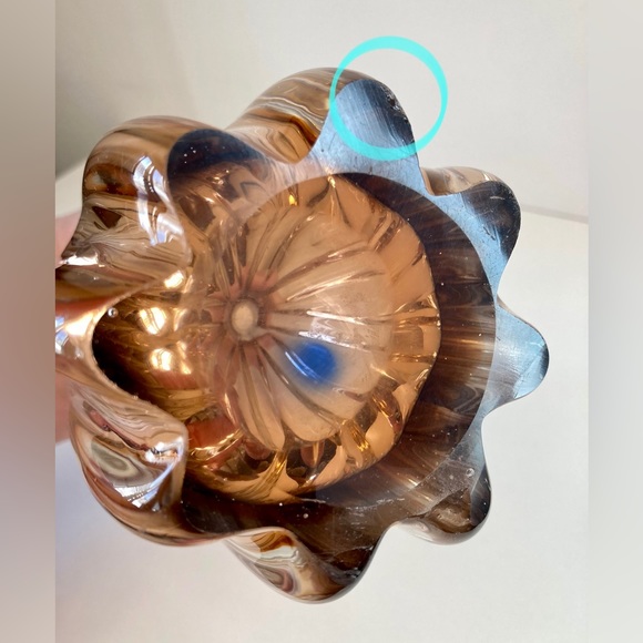 Stretch Vase in Purple/Blue, Clear, and Peach/Orange, Murano Style Art Glass - Picture 4 of 5